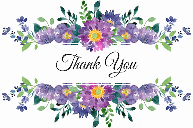 Free Vector | Thank you card with purple green floral watercolor