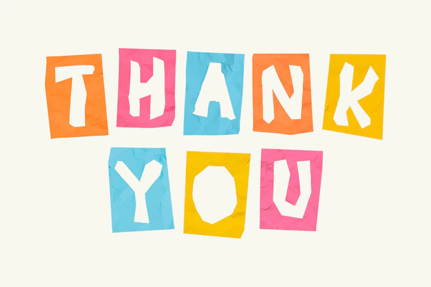 Free Vector | Thank you word paper cut  typography font