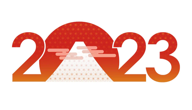 Free Vector | The year 2023 new year's greeting symbol with mt fuji vector illustration