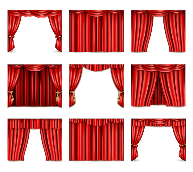 Free Vector | Theatre curtain icons set