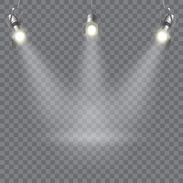 Free Vector | Three hanging spotlights design with direction of rays in one point