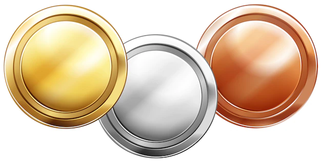 Free Vector | Three shiny coins on white