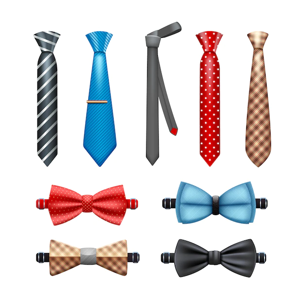 Free Vector | Tie and bow tie realistic set