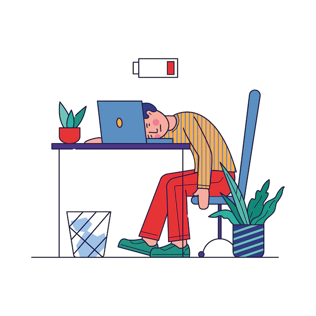 Free Vector | Tired employee exhausted with work