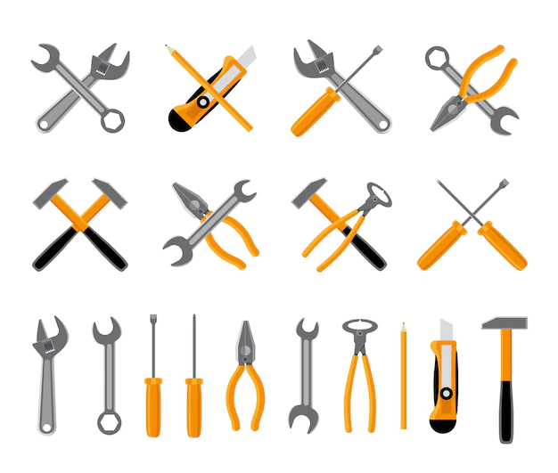 Free Vector | Tools icons set. hammer and wrench, , screwdriver and spanner. vector illustration