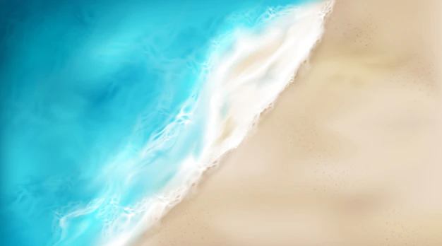 Free Vector | Top view of sea wave with foam splashing on beach