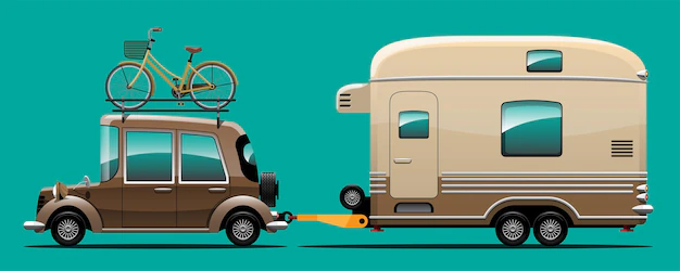 Free Vector | Tourists are equipped with equipment to carry bicycles on their cars to go on a scenic ride at tourist attractions. flat vector illustration design
