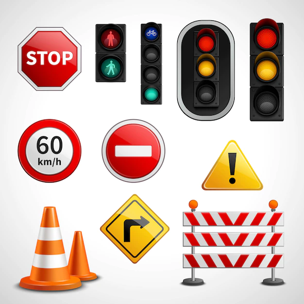Free Vector | Traffic signs and lights pictograms collection