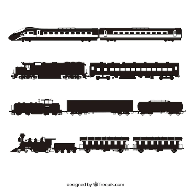 Free Vector | Trains silhouette collection