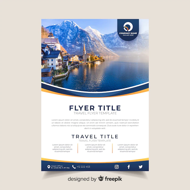 Free Vector | Travel brochure template with photo