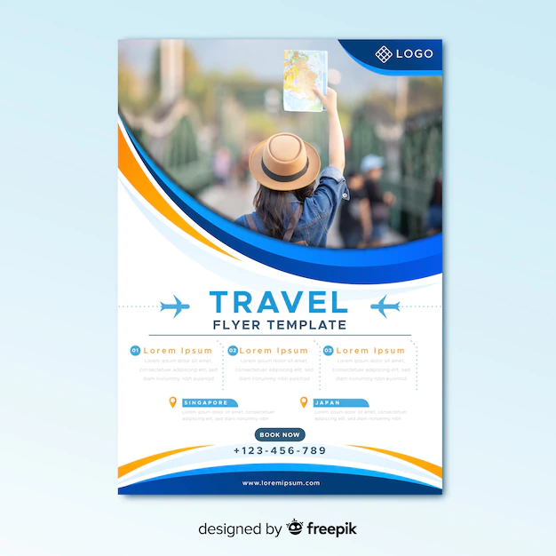 Free Vector | Travel flyer template with photo