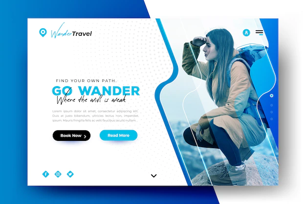 Free Vector | Travel landing page template with photo