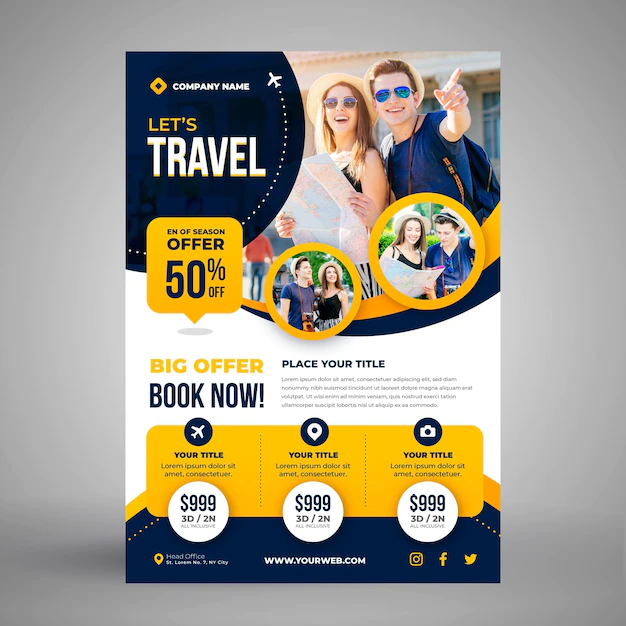 Free Vector | Travel sale flyer template