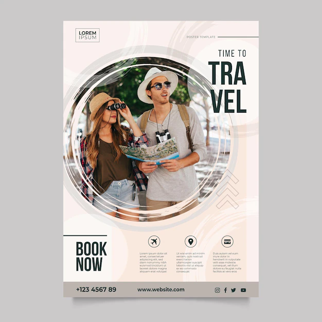 Free Vector | Travelling poster template with photo