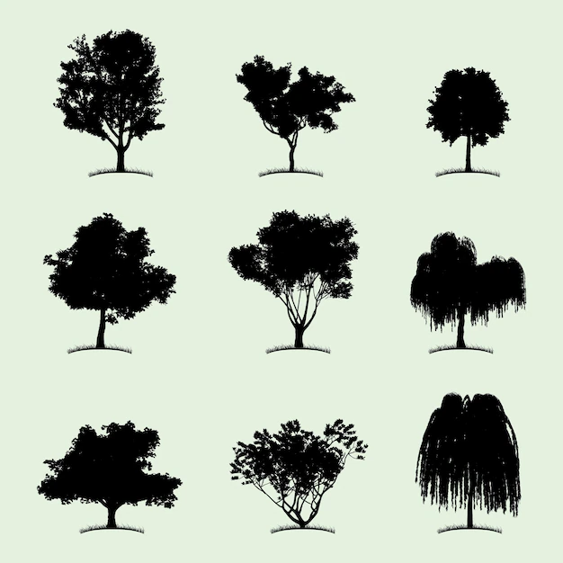 Free Vector | Tree collection flat icon with nine different kind of plants on white illustration