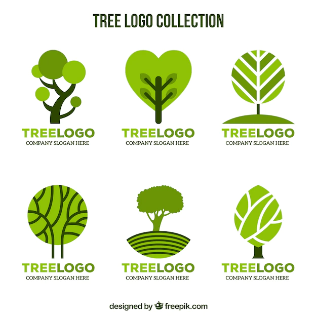 Free Vector | Tree logos collection in flat style