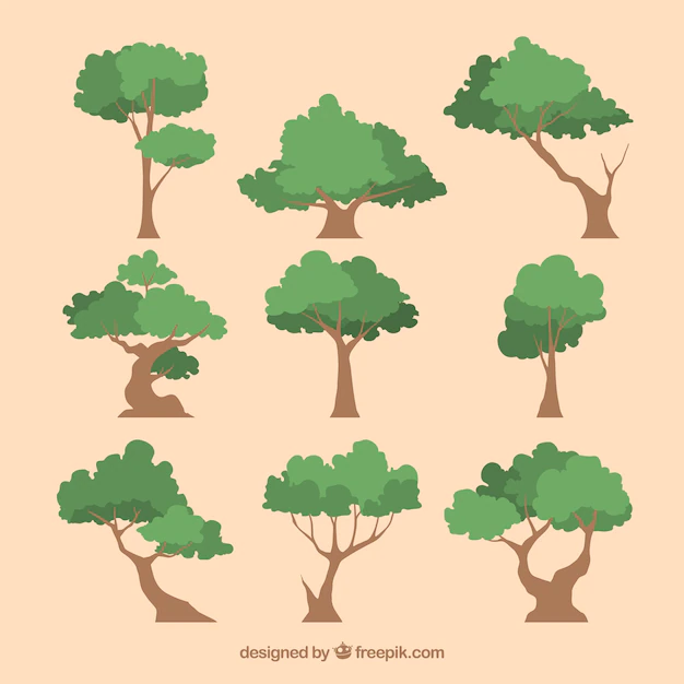 Free Vector | Trees collection in 2d style