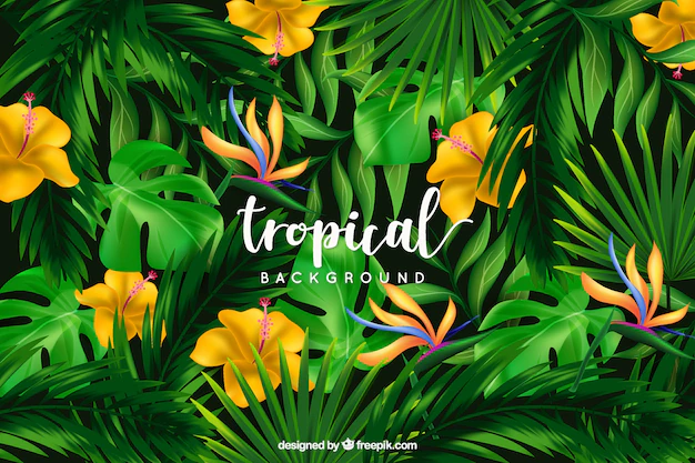 Free Vector | Tropical background with wild flowers