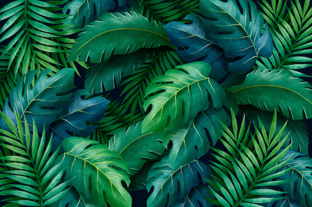 Free Vector | Tropical green leaves background