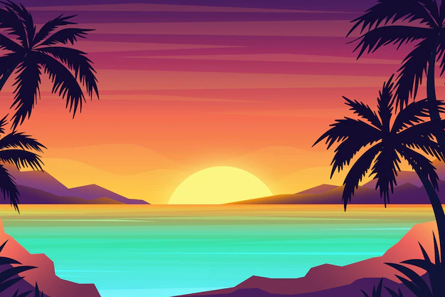 Free Vector | Tropical landscape background for zoom