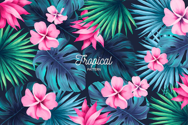 Free Vector | Tropical print with summer leaves