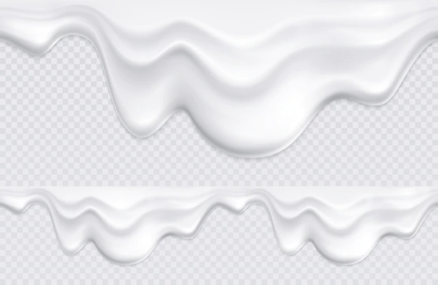 Free Vector | Two borders with pattern composed of white yogurt or ice cream drips on transparent  seamless