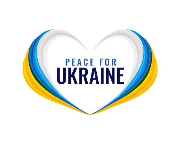 Free Vector | Ukraine flag heart with peace for ukraine message