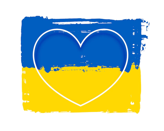 Free Vector | Ukraine flag with line heart with text space