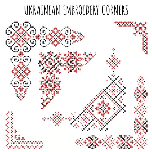 Free Vector | Ukrainian embroidery corners