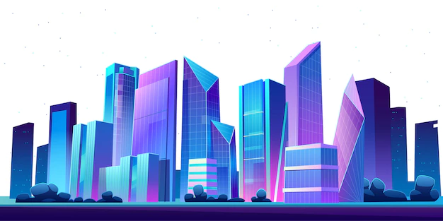 Free Vector | Urban building skyline panoramic night