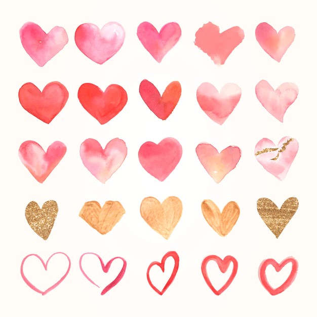 Free Vector | Valentine's day icon watercolor set