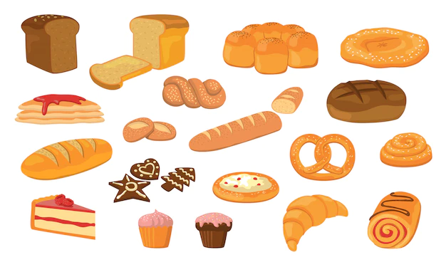 Free Vector | Various breads flat vector collection