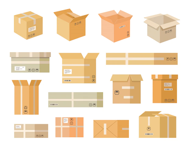 Free Vector | Various cardboard boxes flat icon set