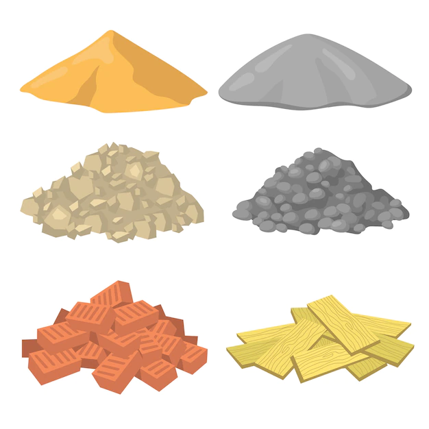 Free Vector | Various construction material piles flat icon set