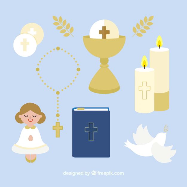 Free Vector | Various elements of communion in flat design