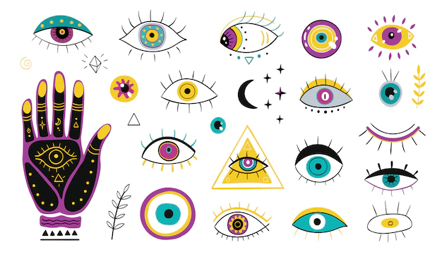Free Vector | Various hand drawn eyes flat icon set