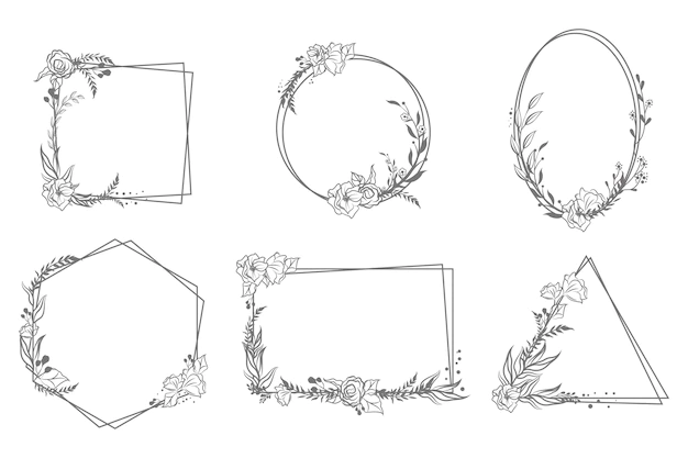 Free Vector | Various hand drawn floral geometric frames set