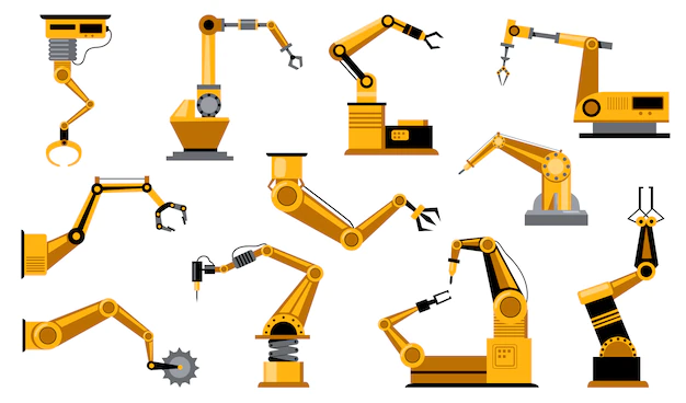 Free Vector | Various manufacturing robots arms