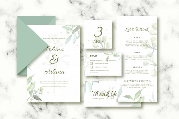 Free Vector | Various papetry for wedding in green tones