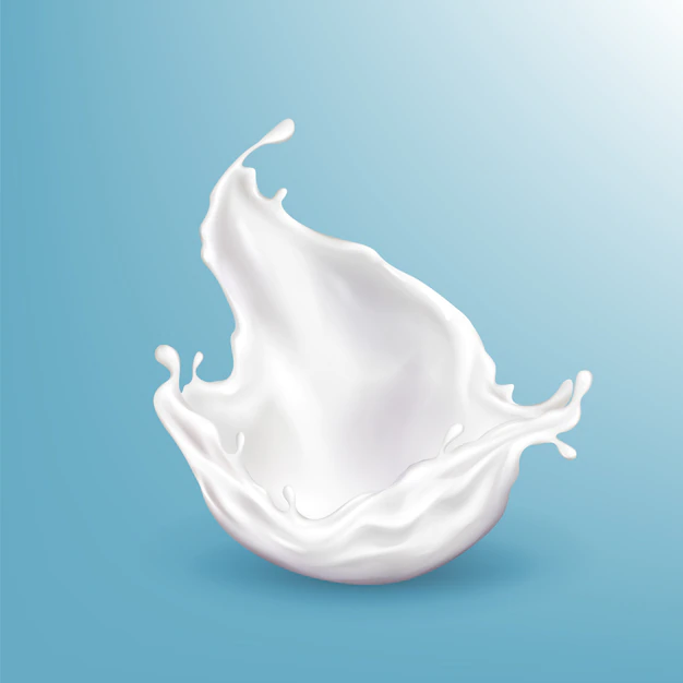 Free Vector | Vector 3d realistic milk splashing, bright beverage isolated on blue background.