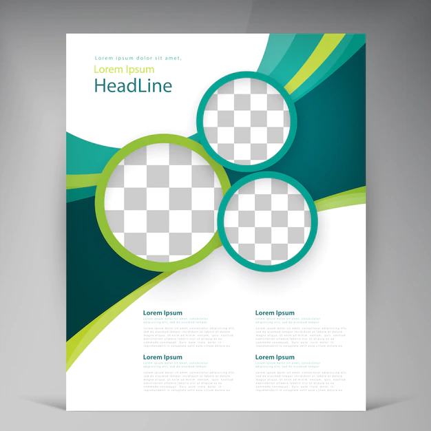 Free Vector | Vector abstract template design flyer, cover with turquoise and green multilayer stripes