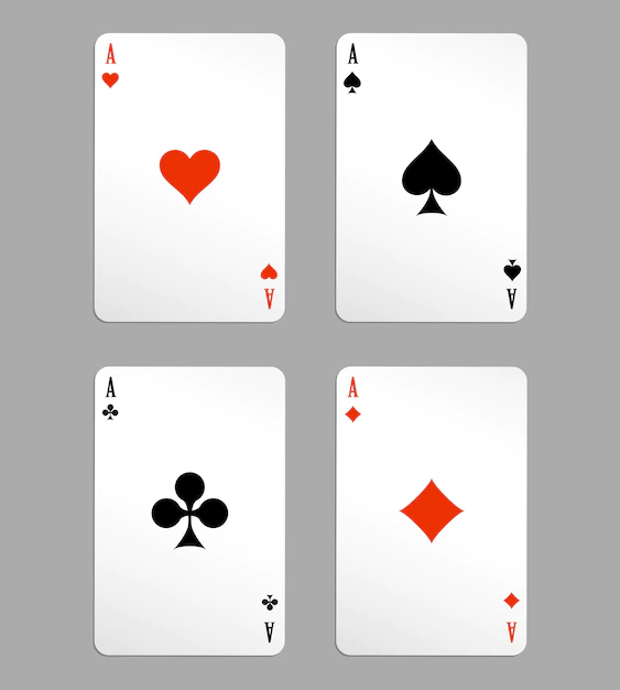 Free Vector | Vector ace playing cards, four on white background