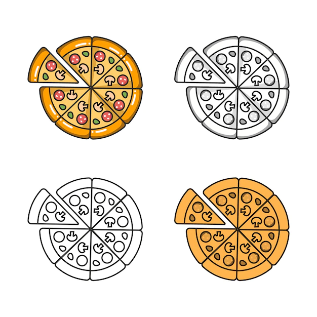 Free Vector | Vector colorful icon of four pizzas isolated on white background