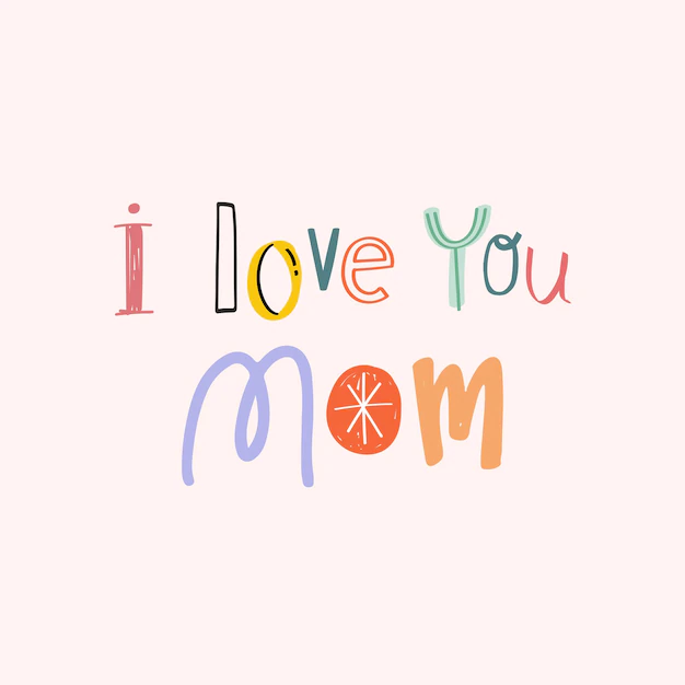 Free Vector | Vector i love you mom word typography
