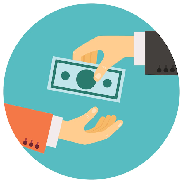 Free Vector | Vector illustration in retro style, hand giving money to other hand