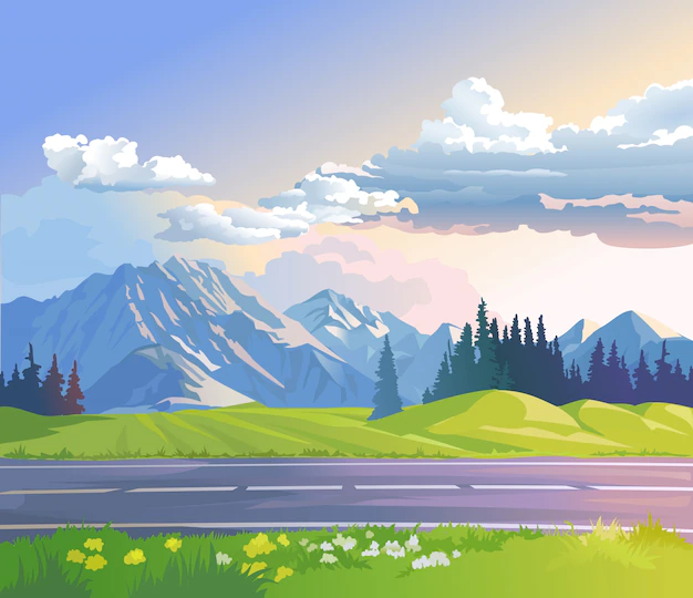 Free Vector | Vector illustration of a mountain landscape