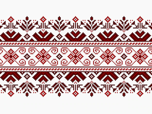 Free Vector | Vector illustration of ukrainian folk seamless pattern ornament. ethnic ornament. border element. traditional ukrainian, belarusian folk art knitted embroidery pattern - vyshyvanka