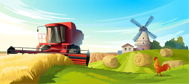 Free Vector | Vector illustration rural summer landscape