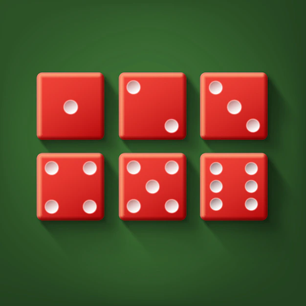 Free Vector | Vector set of red casino dice top view isolated on green poker table