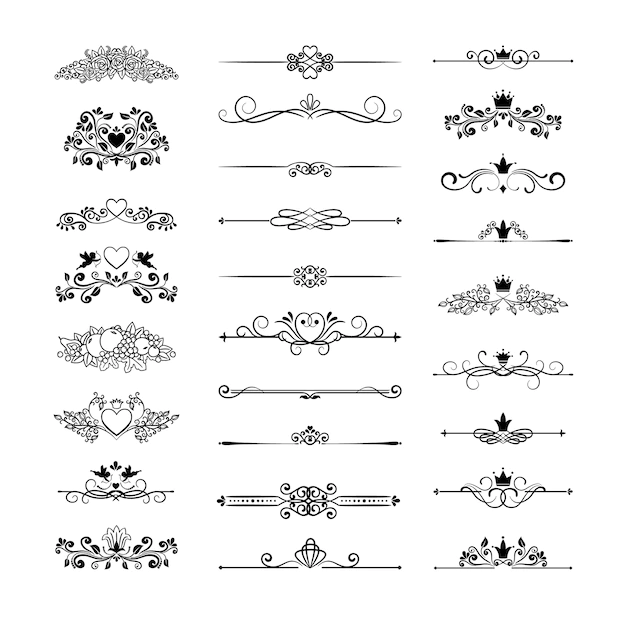 Free Vector | Vector vintage page decor with crowns, arrows and floral elements